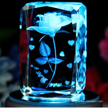 Attractive Design 3D Laser Crystal Cube with Rotation Base